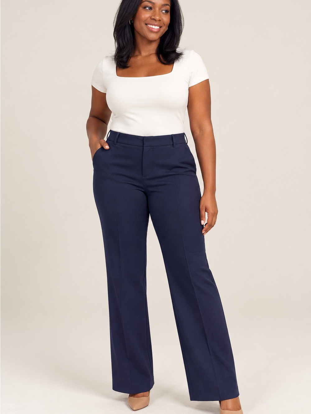 Worthington Curvy Perfect Women’s Size 16 Navy Trouser Pants